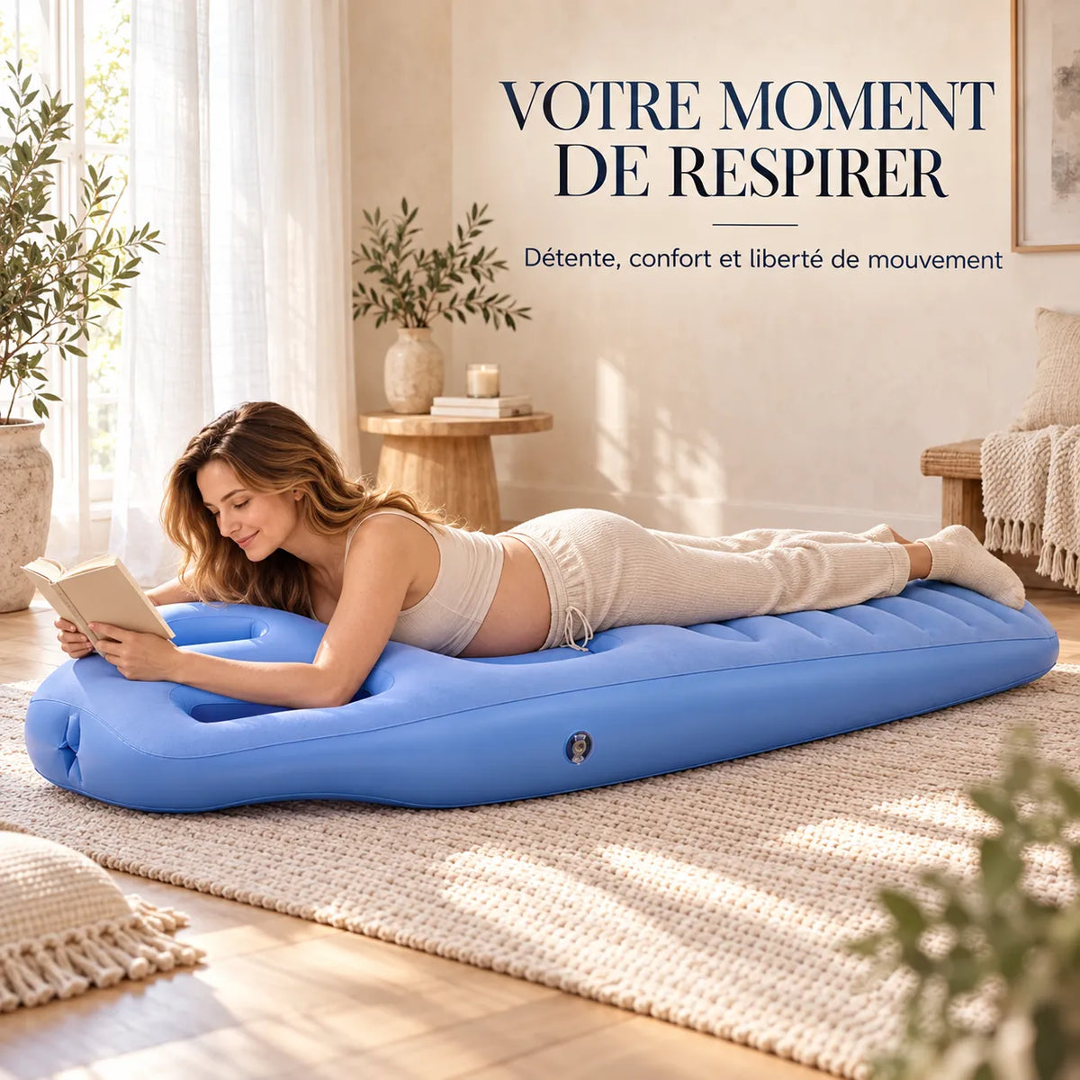 Coussin de grossesse gonflable | Matelas de maternité avec ouverture ventrale