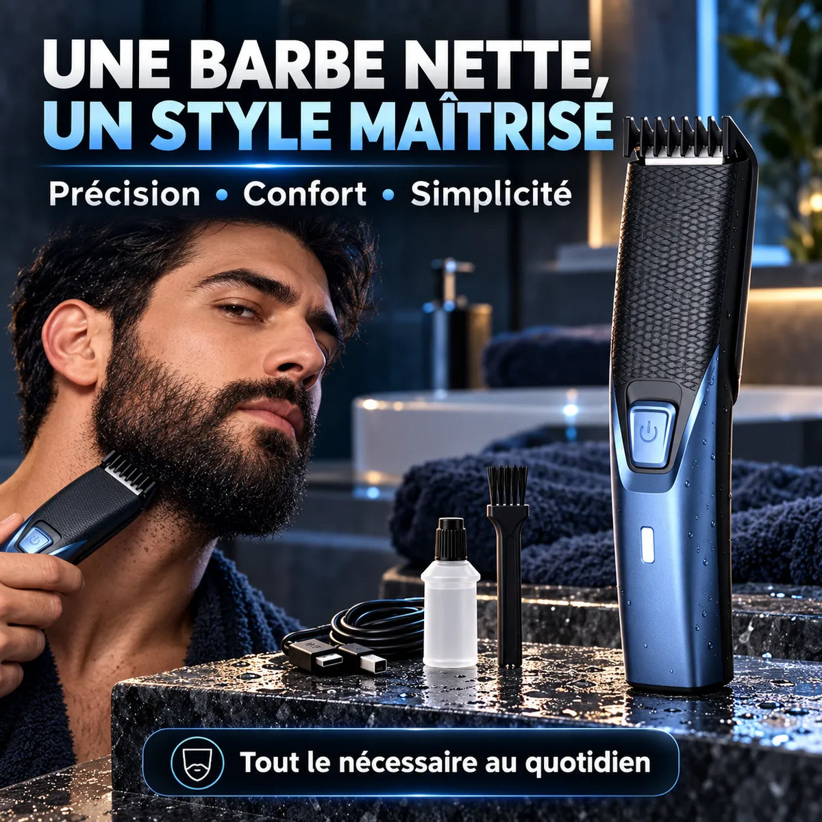 Tondeuse barbe AUTHONE sans fil USB-C pour homme