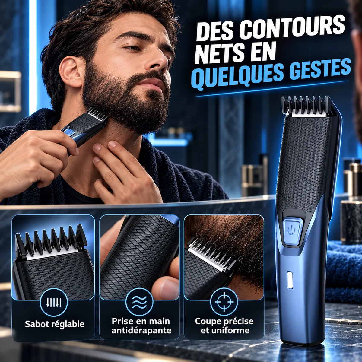 Tondeuse barbe AUTHONE sans fil USB-C pour homme
