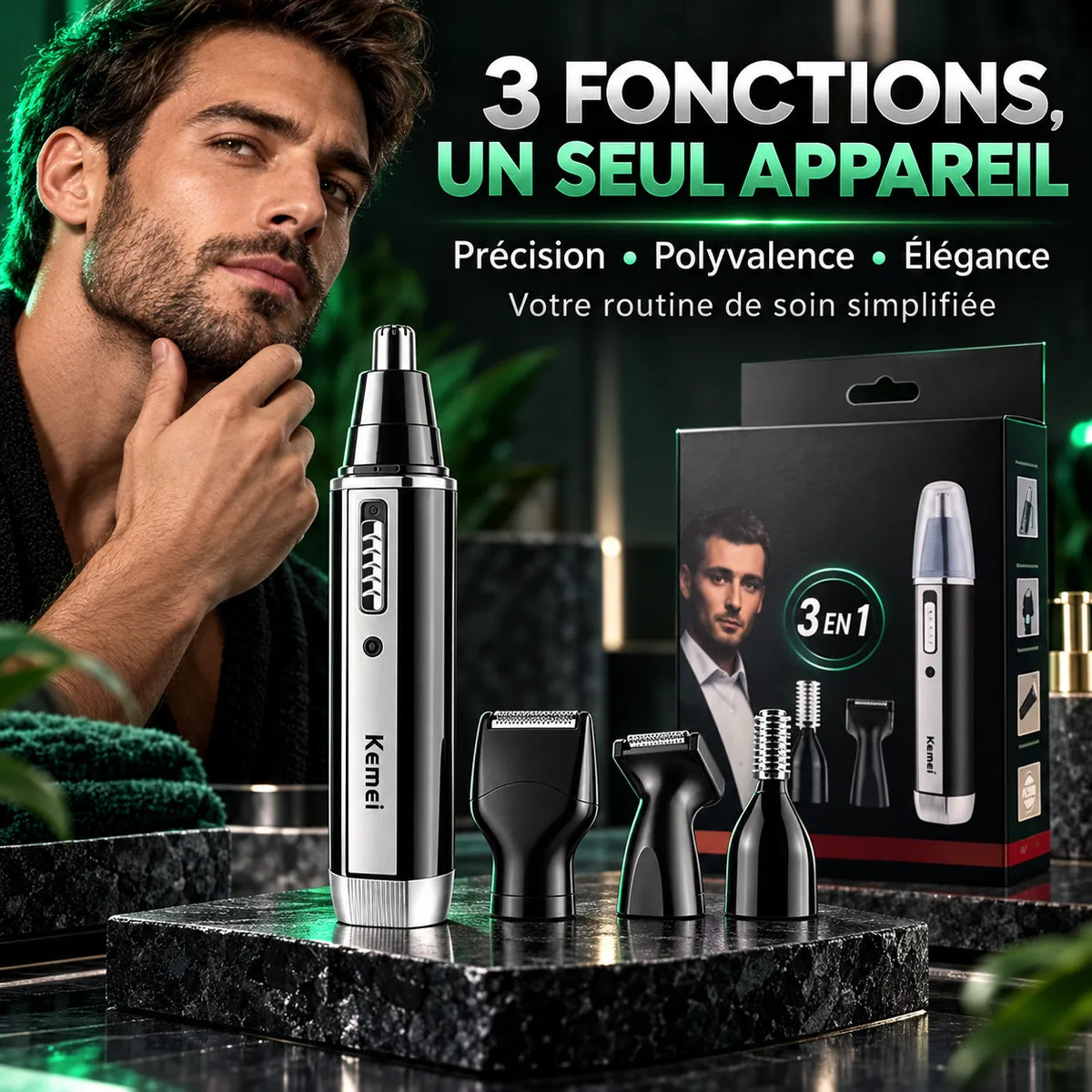 Tondeuse barbe Parizor 3en 1 multifonction rechargeable