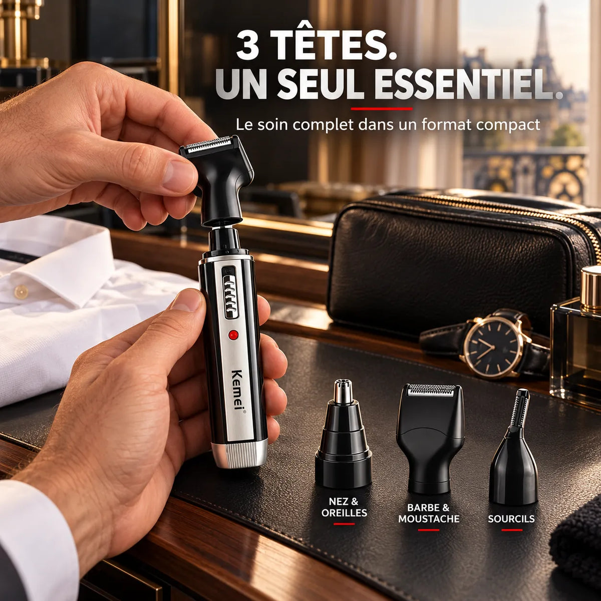 Tondeuse barbe Parizor 3en 1 multifonction rechargeable