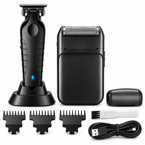 Rasoir électrique pour Homme 2-en-1 avec tondeuse pour barbe et cheveux