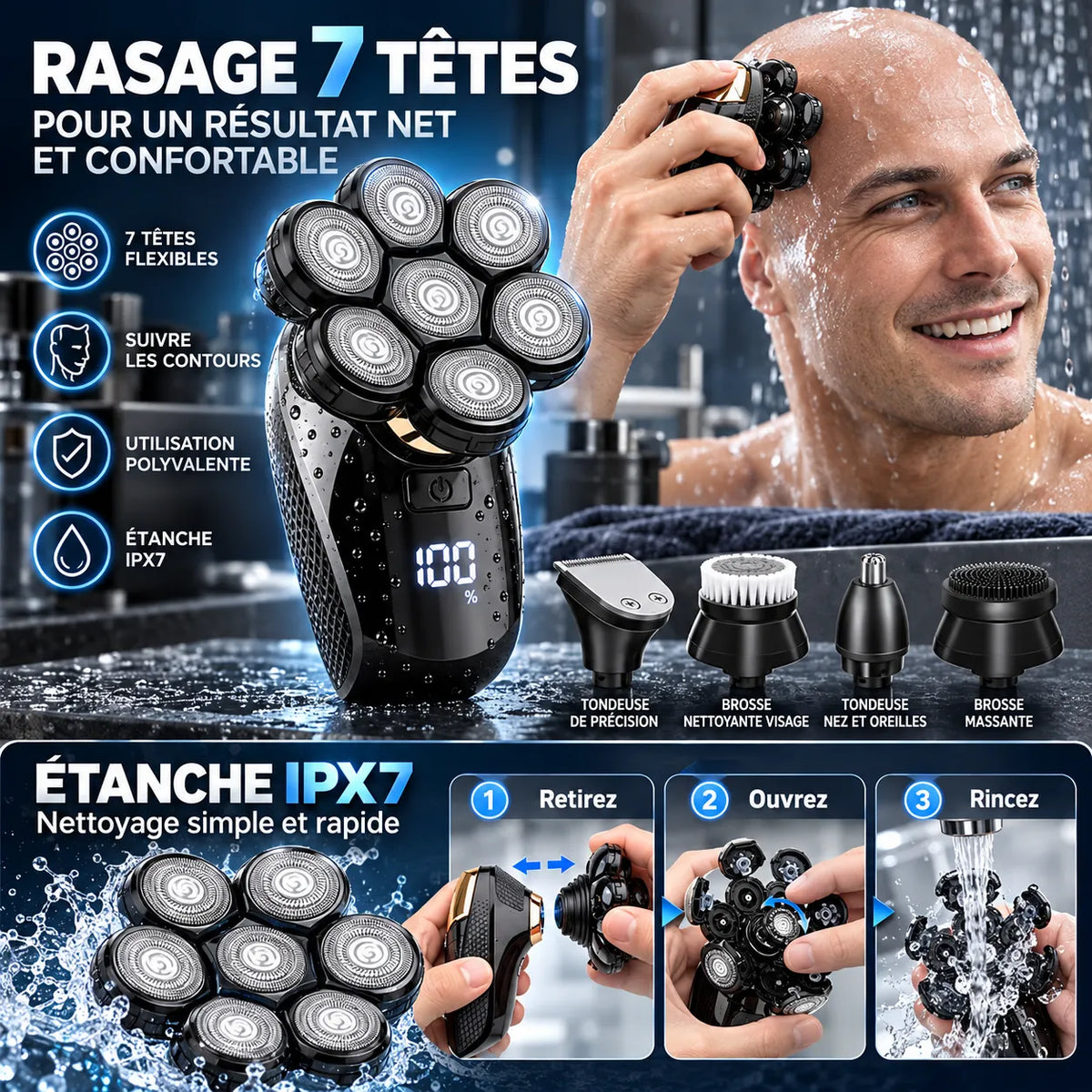 Rasoir électrique 7D COSOUL V8 pour homme