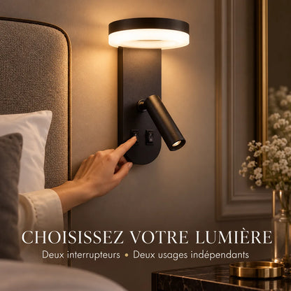 Applique murale LED pour Chambre avec spot rotatif à 350°