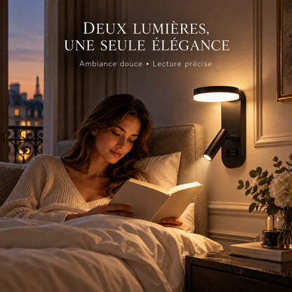 Applique murale LED pour Chambre avec spot rotatif à 350°