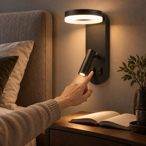 Applique murale LED pour Chambre avec spot rotatif à 350°