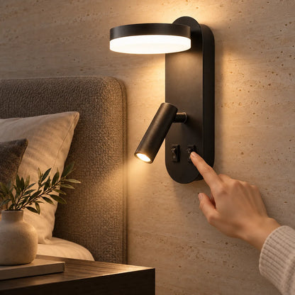 Applique murale LED pour Chambre avec spot rotatif à 350°