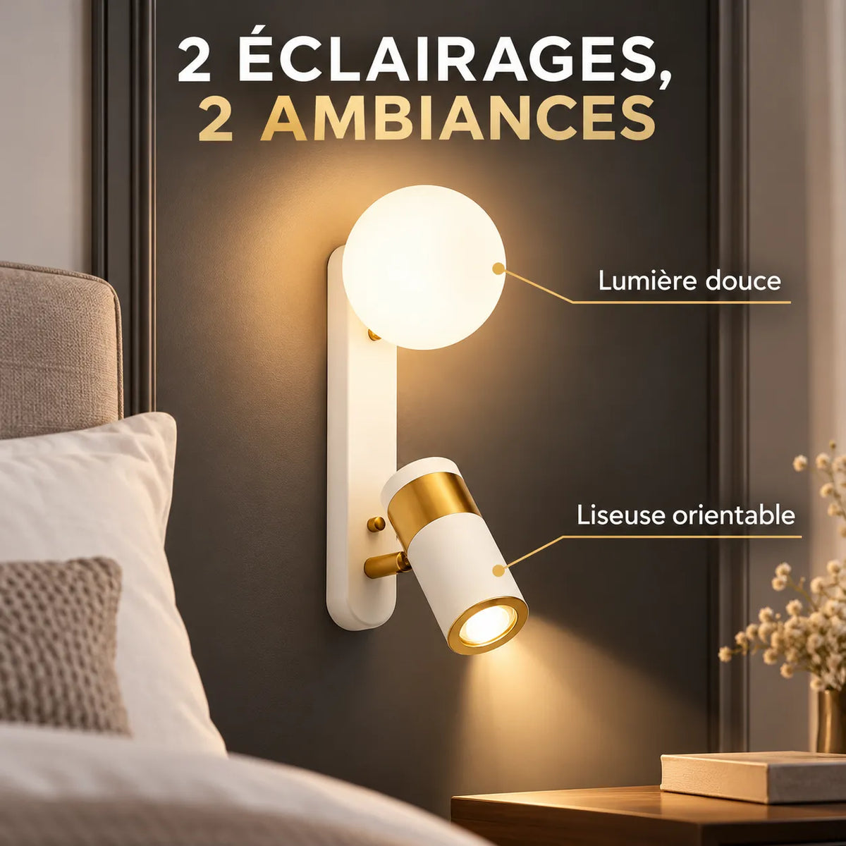 Applique murale LED moderne à double éclairage