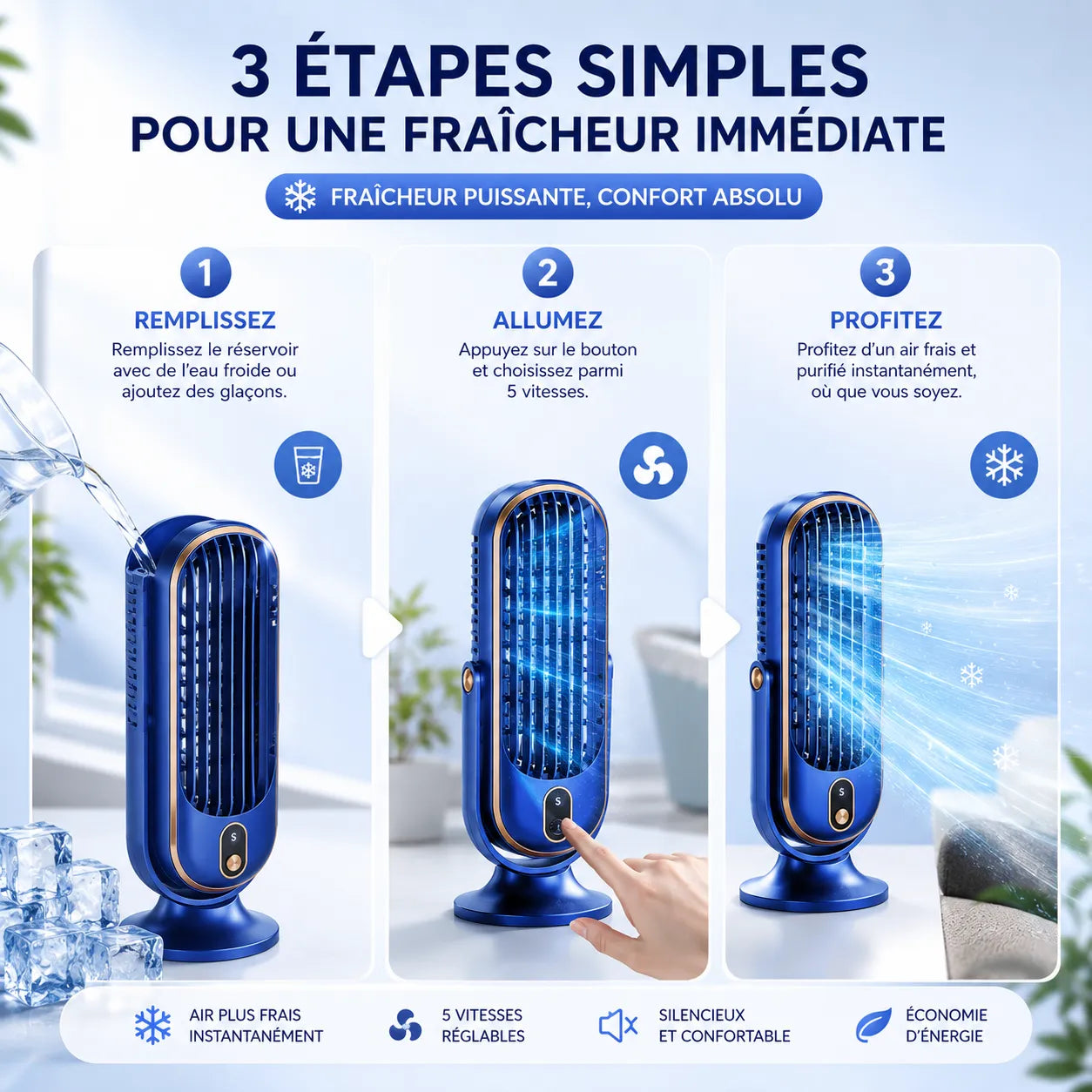AeroMax | Ventilateur Rafraichisseur d Air Portable USB Double Moteur – Climatiseur Mobile