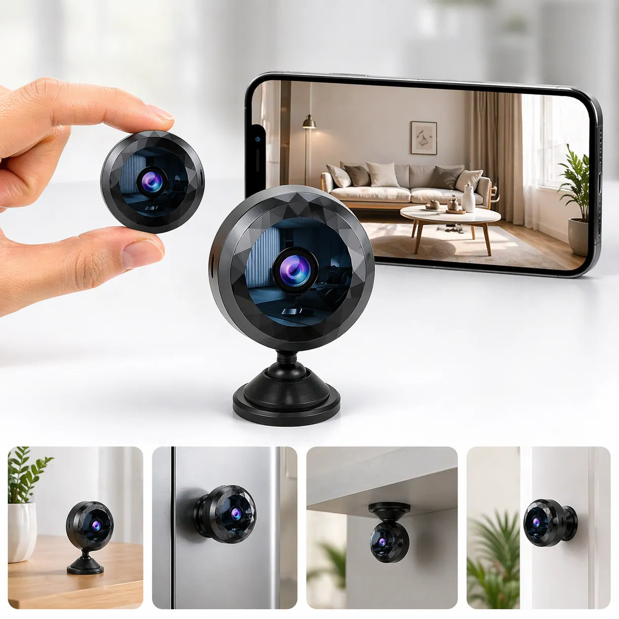SecureCam - Mini caméra espion WiFi 1080P discrète | Surveillance maison intelligente