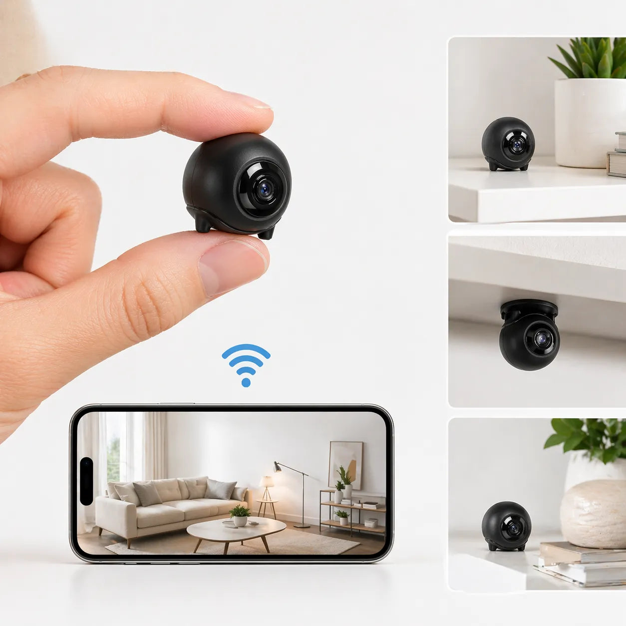 NoxCam - Mini caméra espion WiFi 1080P + vision nocturne | Surveillance maison