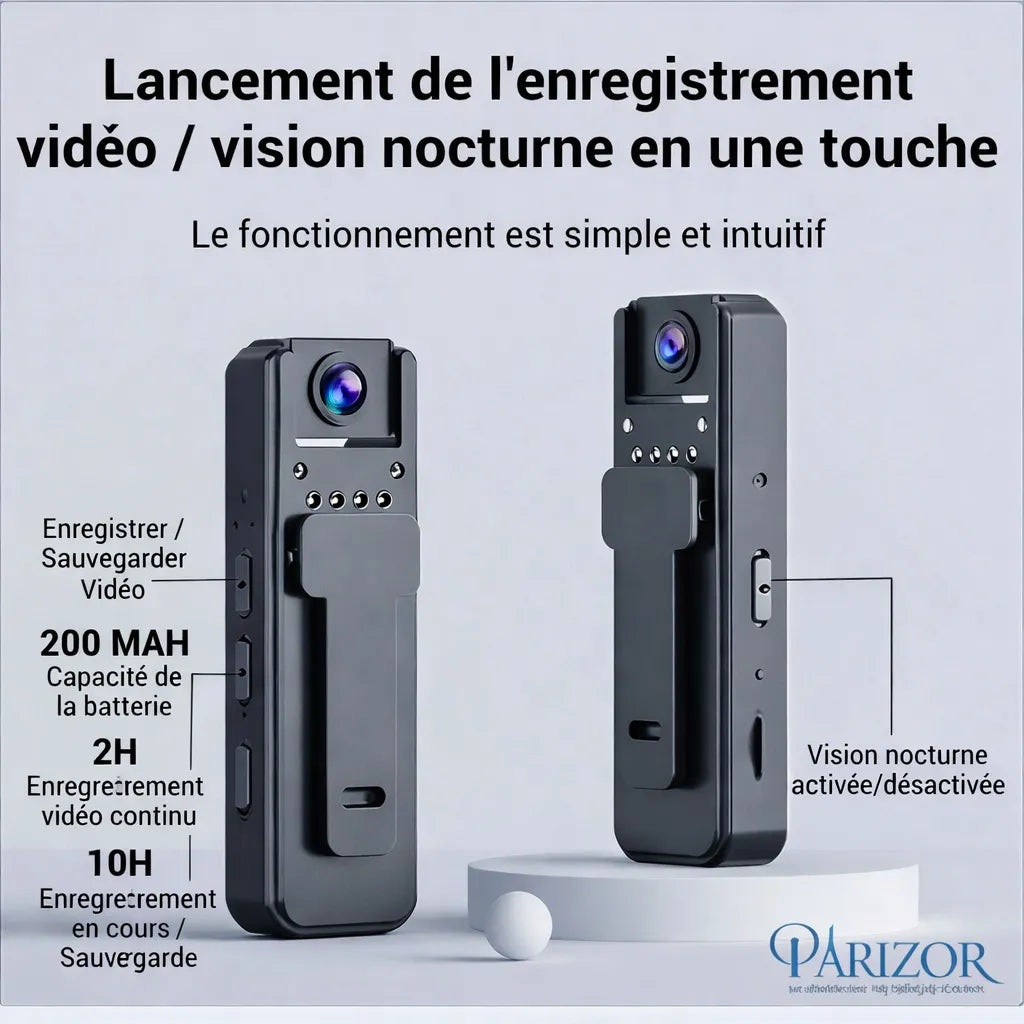 ClipCam Pro - mini caméra de surveillance, caméra espion portable, camera miniature