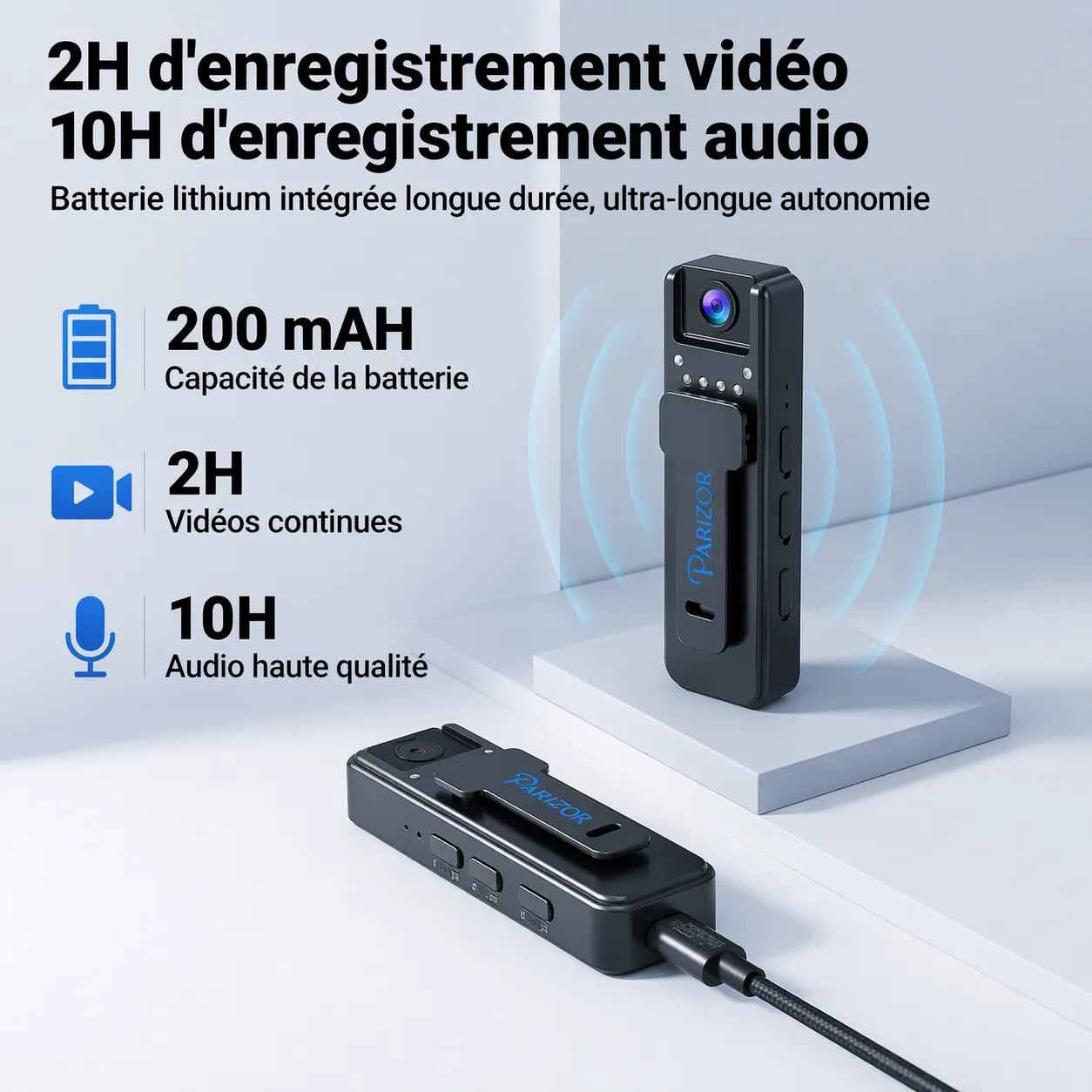 ClipCam Pro - mini caméra de surveillance, caméra espion portable, camera miniature