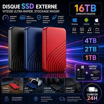SSD Disque Dur Swift Vault Pro | Disqu e dur externe ssd 2 To USB 3.1 Haute Vitesse