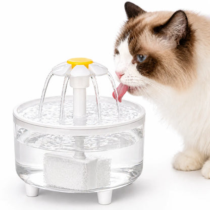 Fontaine LumiFleur - Fontaine à eau pour chat 1,2L USB silencieuse, 3 modes & filtre charbon