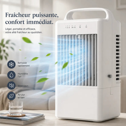 IceBreeze | Petit Ventilateur Rafraîchisseur d'Air de Bureau USB avec Eau et Glace