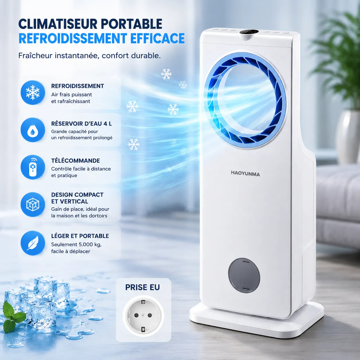 FrostTower | Ventilateur Brumisateur Refroidisseur d'Air Climatiseur Mobile 4L