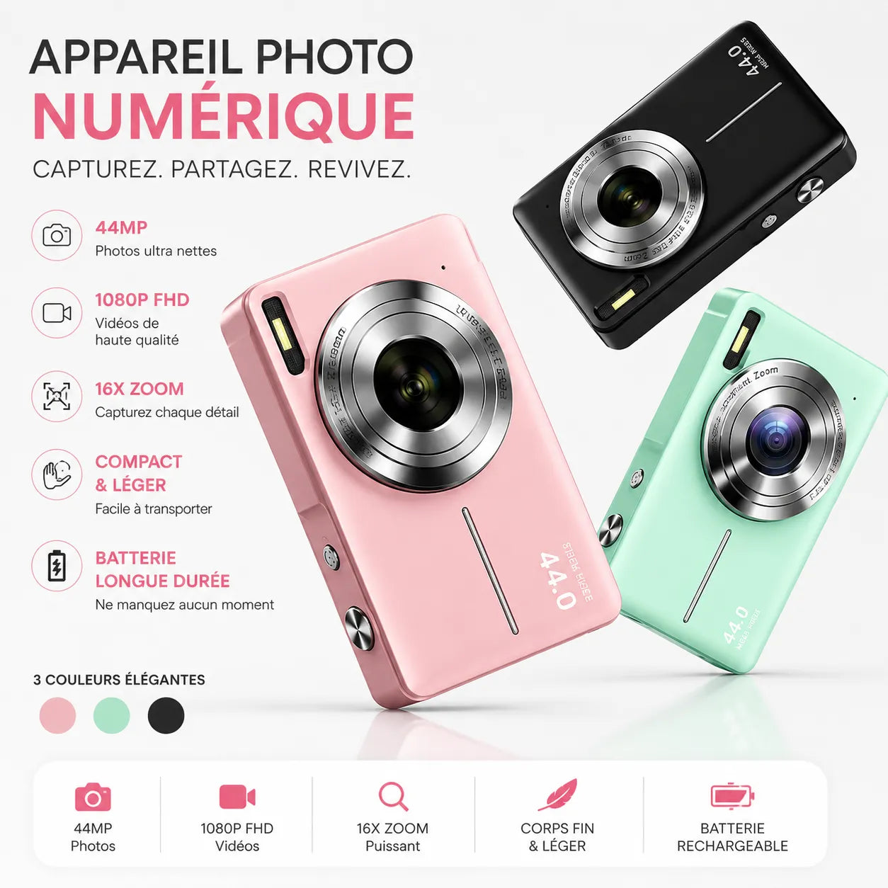 Appareil Photo Numérique Vintage | Vidéo 1080p et Design Compact