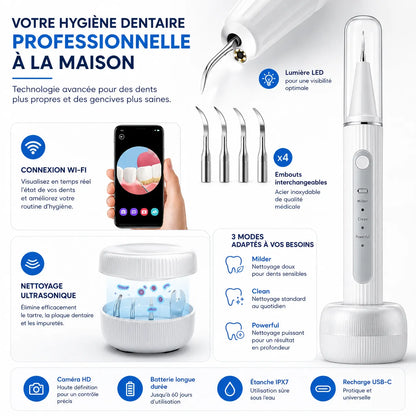 UltraSpark | Nettoyeur de Dents à Ultrasons avec Caméra Intégrée