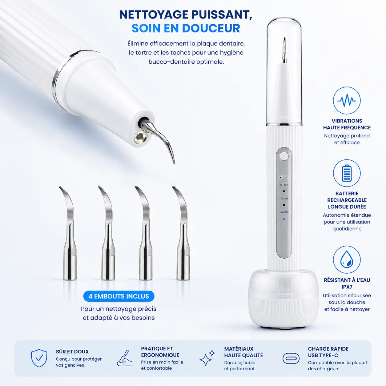 UltraSpark | Nettoyeur de Dents à Ultrasons avec Caméra Intégrée