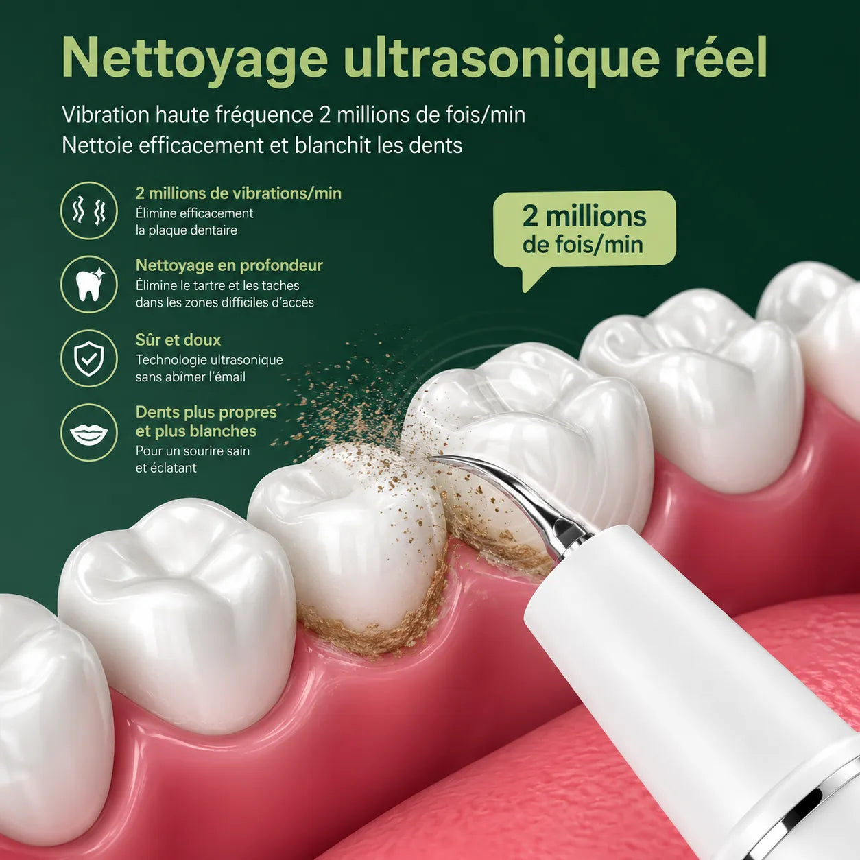 UltraSpark | Nettoyeur de Dents à Ultrasons avec Caméra Intégrée