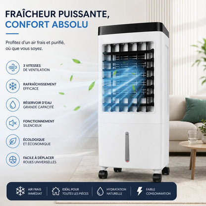 ArcticBreeze | Climatiseur Mobile Sans Évacuation Silencieux 10L