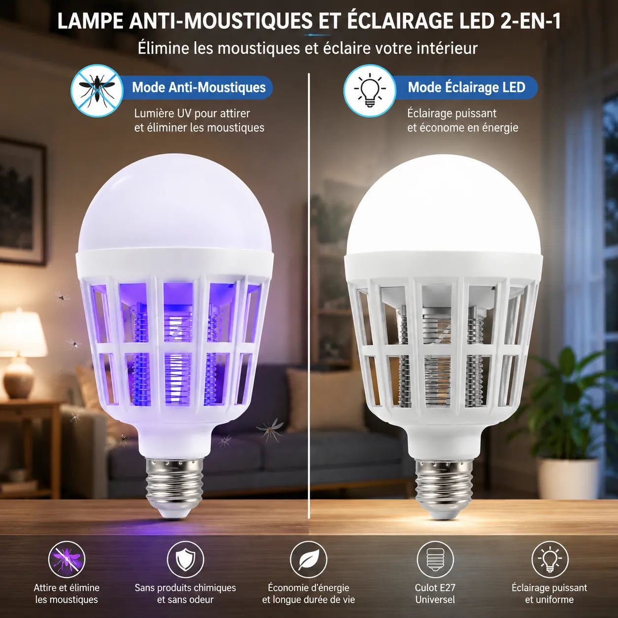 Lampes anti moustique MosquiLight | Ampoule Anti-Moustiques LED