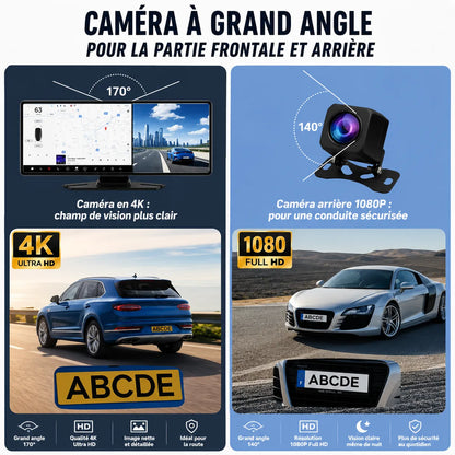 DriveVision | Écran CarPlay sans fil 10,26” avec dashcam 4K intégrée
