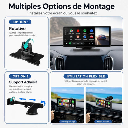 DriveVision | Écran CarPlay sans fil 10,26” avec dashcam 4K intégrée