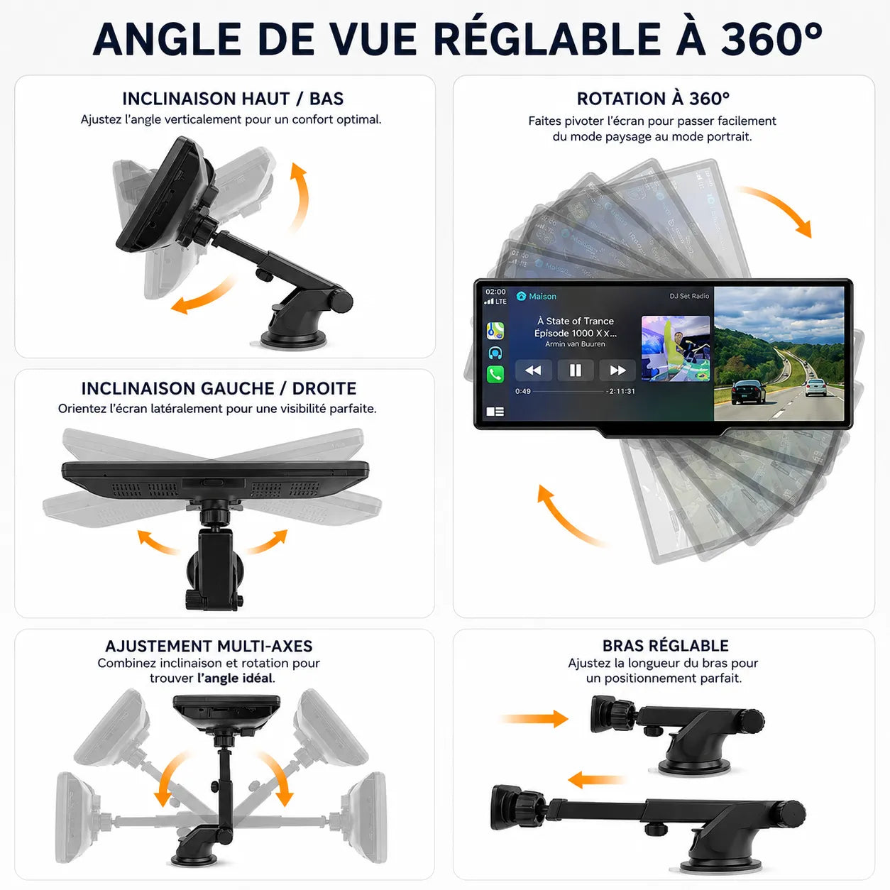 DriveVision | Écran CarPlay sans fil 10,26” avec dashcam 4K intégrée