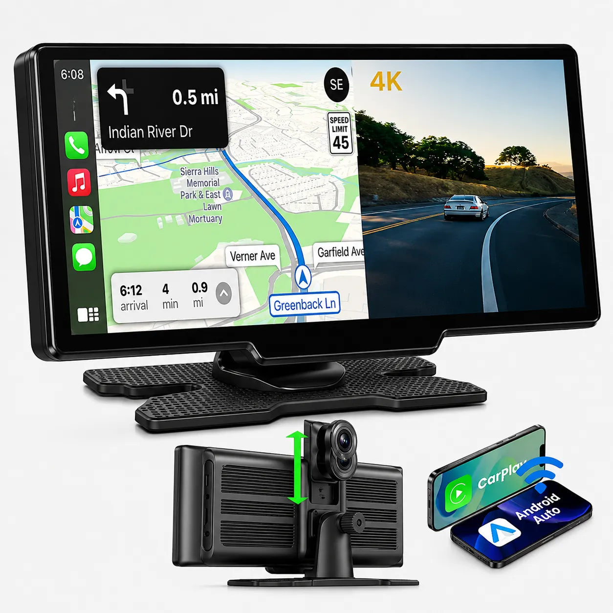 DriveVision | Écran CarPlay sans fil 10,26” avec dashcam 4K intégrée