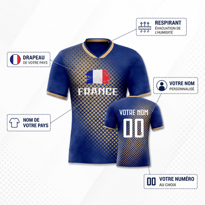 Bleu Légende | Maillot France Style 2026 Bleu Personnalisé avec Nom et Numéro