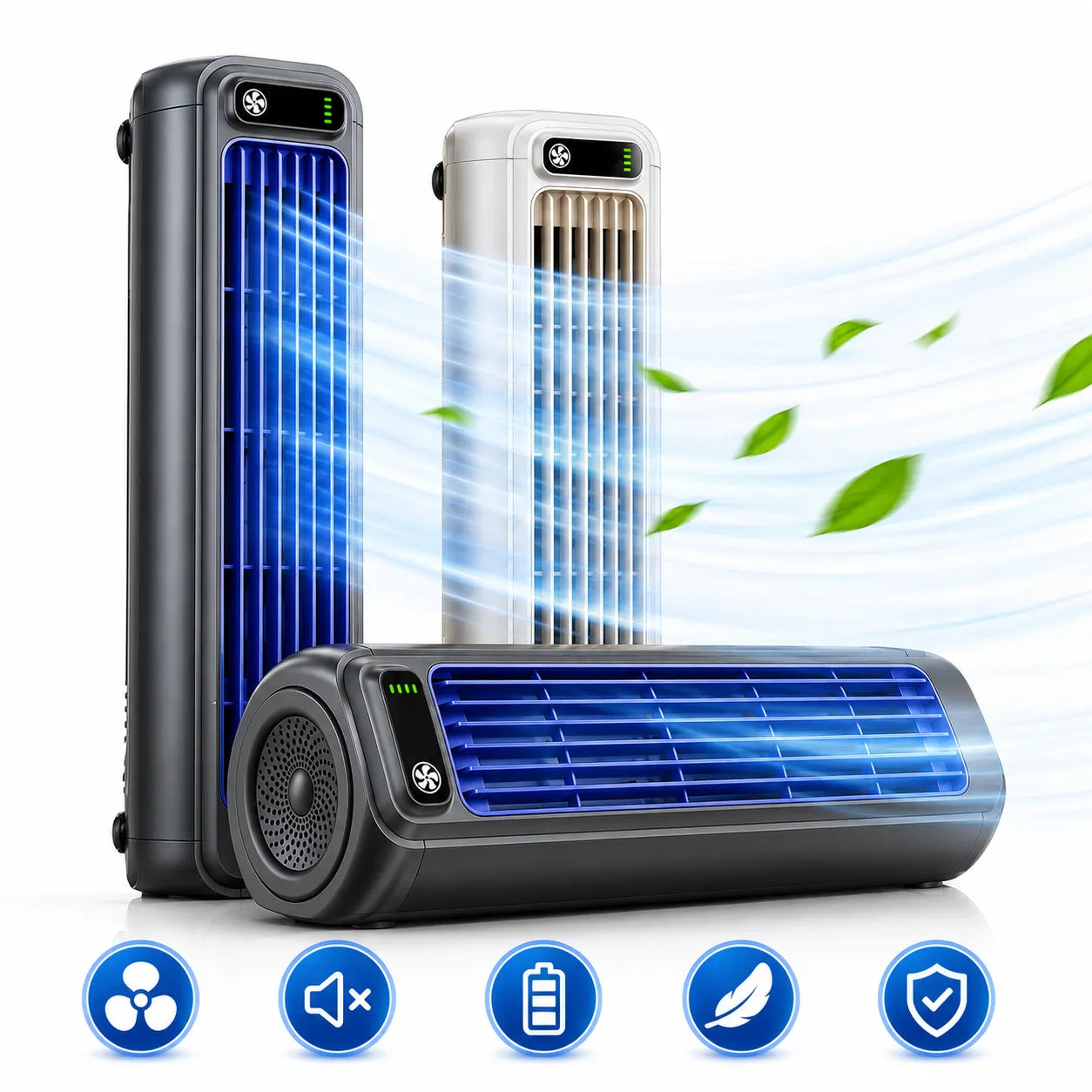 Ventilateur Portable Airéna | Ventilateur mural rechargeable silencieux 3 vitesses