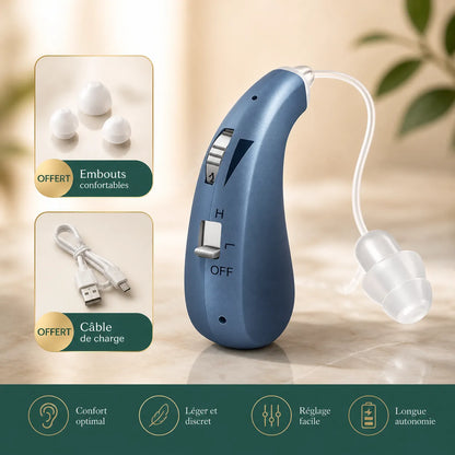 Appareils Auditifs SoundClear™ – Invisibles & Rechargeables Simples à Porter