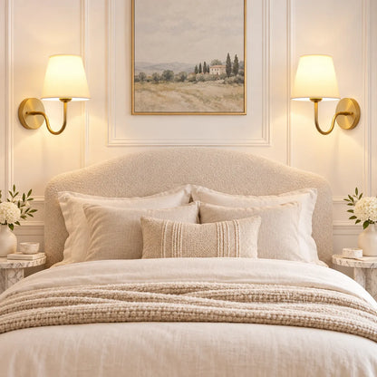 Applique Murale Lumina | Lampe murale moderne à abat-jour tissu, chambre et salon