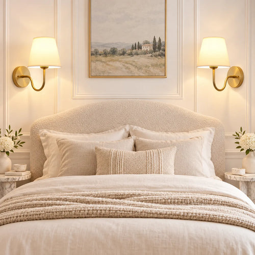 Applique Murale Lumina | Lampe murale moderne à abat-jour tissu, chambre et salon