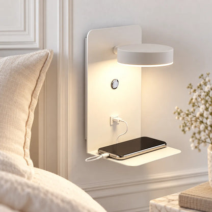 Applique Murale pour Chambre LED avec Port USB et Interrupteur – Noir ou Blanc