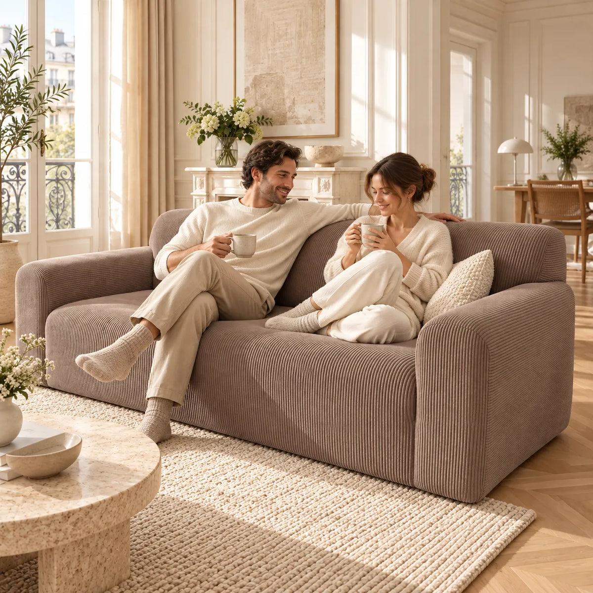 Housse de canapé en velours | Couvre canapé doux et antidérapant