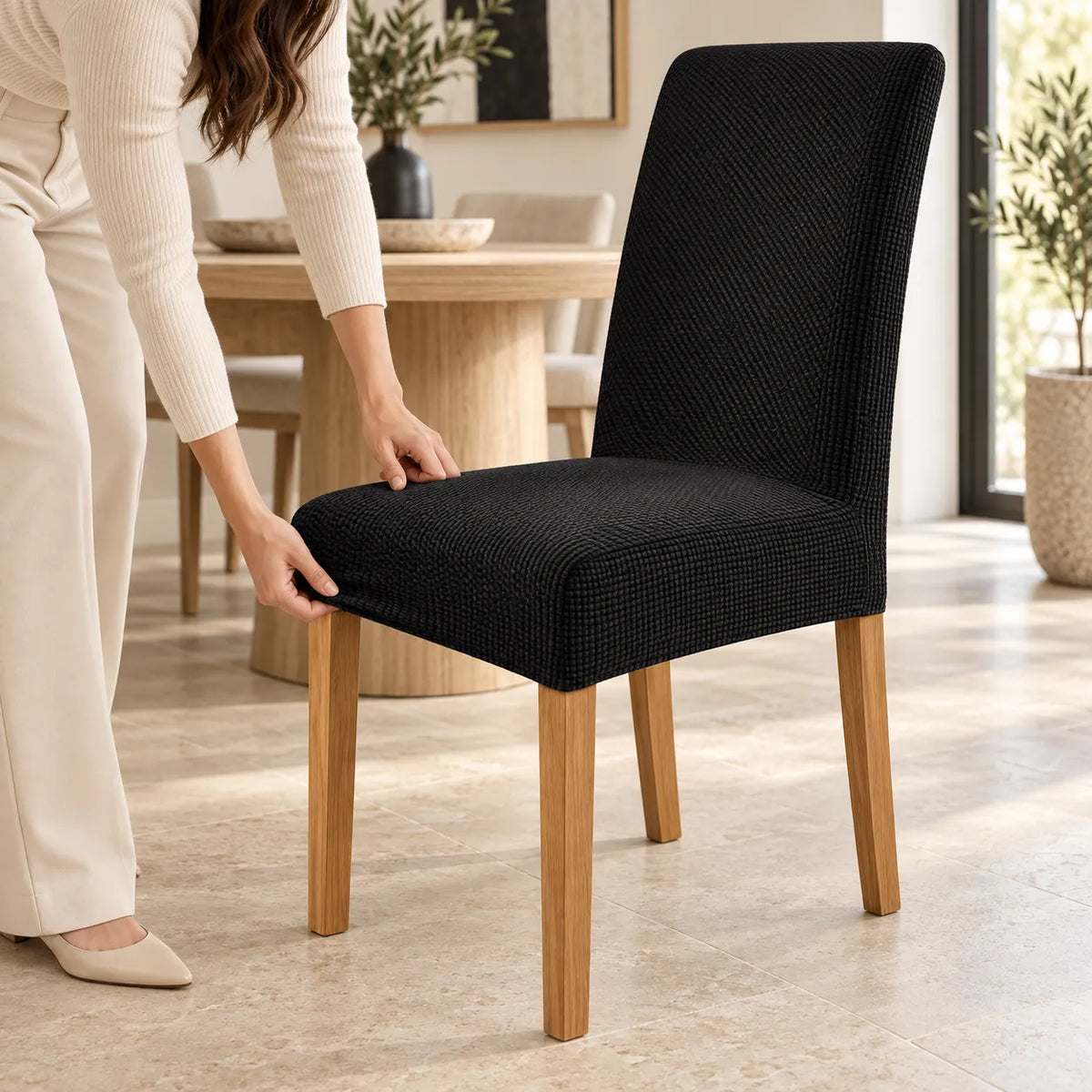 Housse de chaise extensible | Protection universelle en jacquard