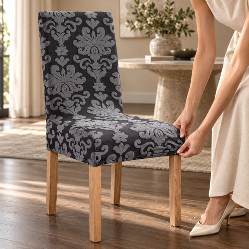 Housse de chaise extensible | Jacquard uni pour salle à manger et mariage