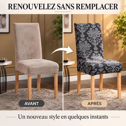 Housse de chaise extensible | Jacquard uni pour salle à manger et mariage