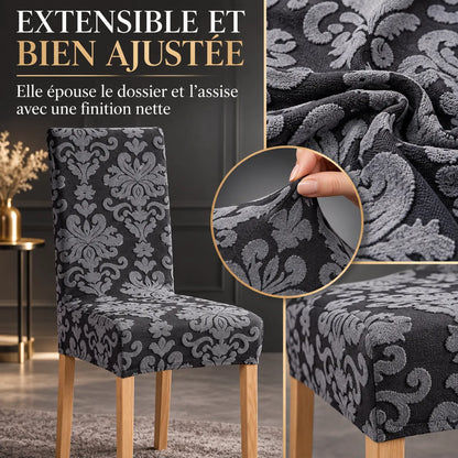 Housse de chaise extensible | Jacquard uni pour salle à manger et mariage