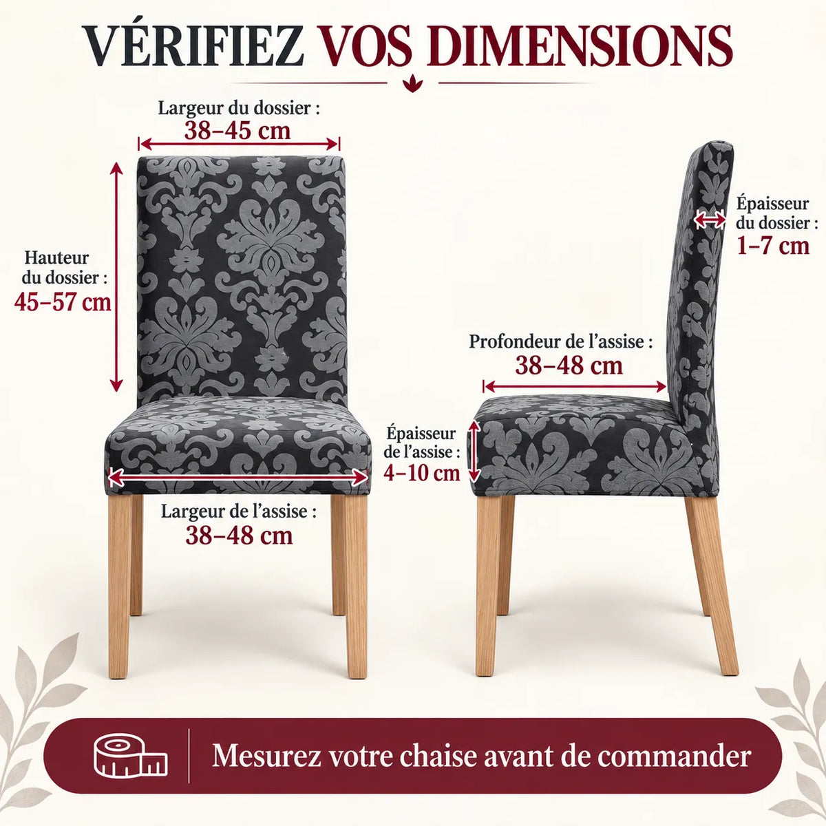 Housse de chaise extensible | Jacquard uni pour salle à manger et mariage