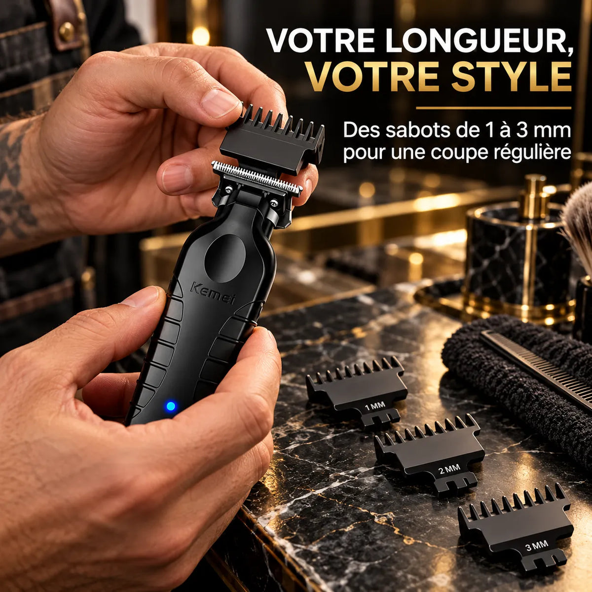 Rasoir électrique pour Homme 2-en-1 avec tondeuse pour barbe et cheveux