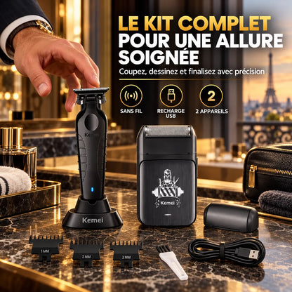 Rasoir électrique pour Homme 2-en-1 avec tondeuse pour barbe et cheveux
