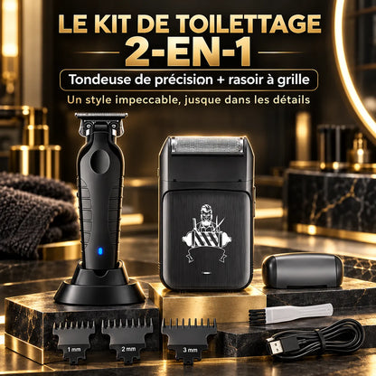 Rasoir électrique pour Homme 2-en-1 avec tondeuse pour barbe et cheveux