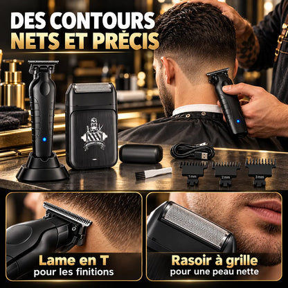 Rasoir électrique pour Homme 2-en-1 avec tondeuse pour barbe et cheveux