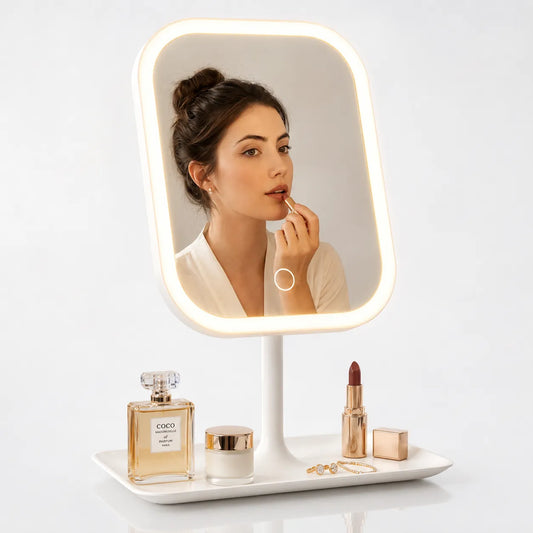 Miroir LED coiffeuse tactile rechargeable 3 couleurs