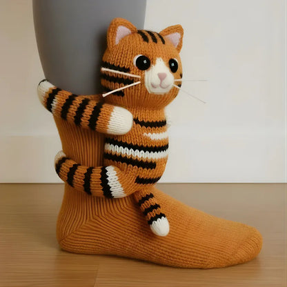 CozyPaws | Chaussettes Cocooning Antidérapantes avec Motif Animal 3D