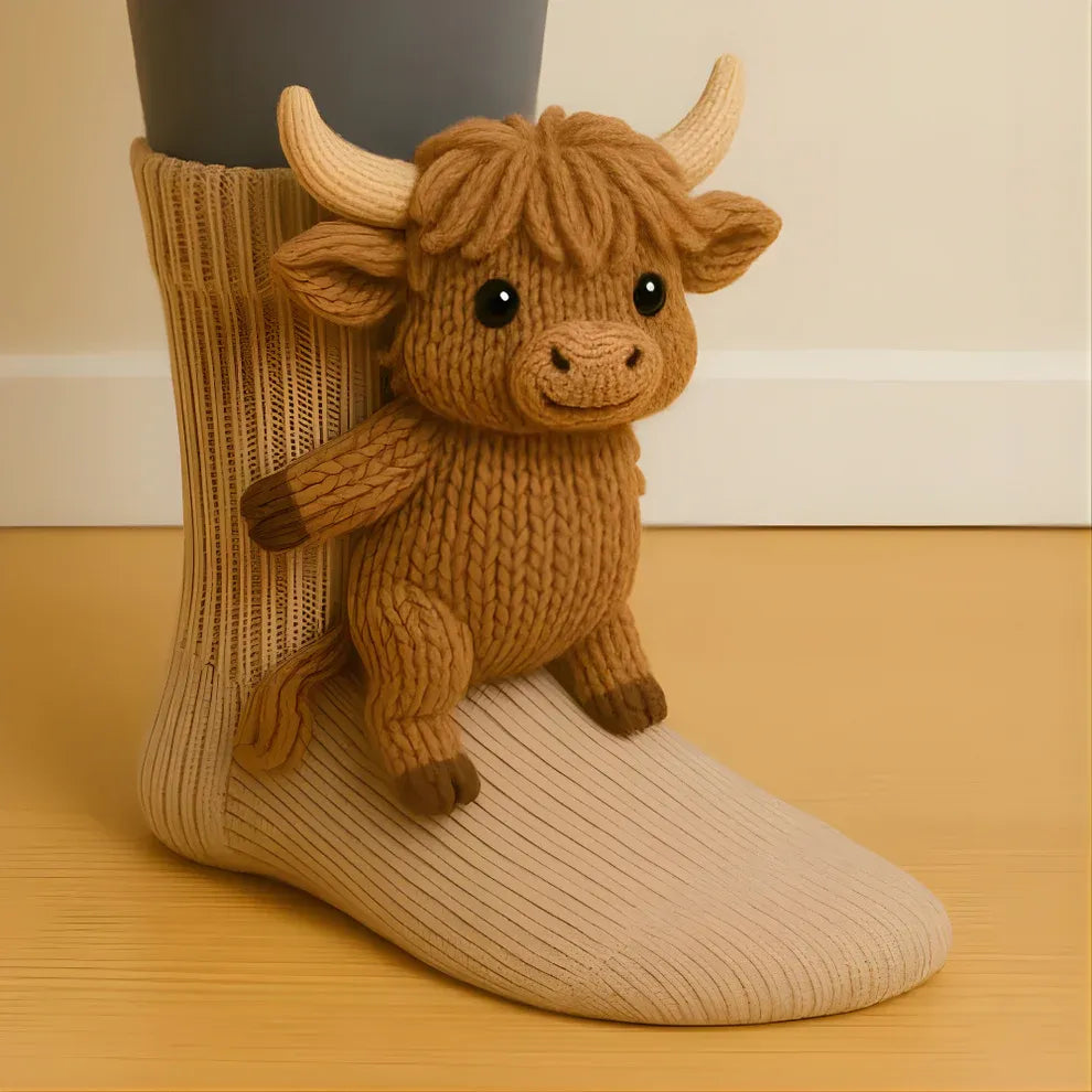 CozyPaws | Chaussettes Cocooning Antidérapantes avec Motif Animal 3D